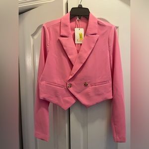 Gianni Bini hot pink cropped blazer w/ bottoms from Dillard’s, Size S